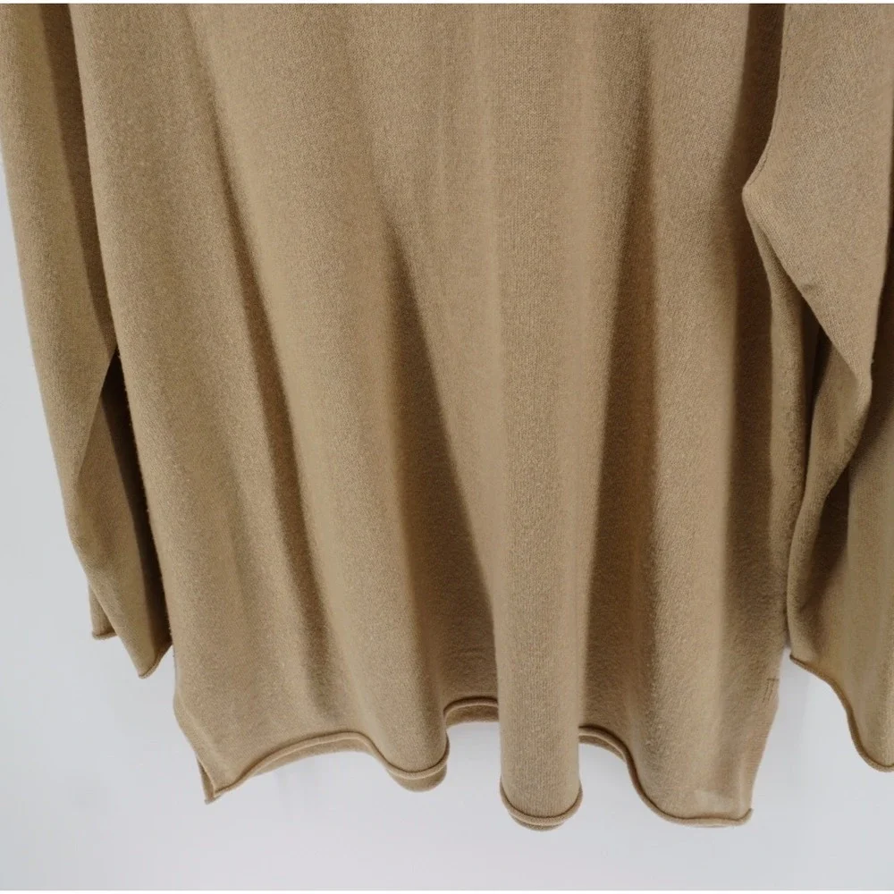 Eileen Fisher 100% Cashmere Boat Neck Sweater Camel Tan XL Minimalist Luxury
